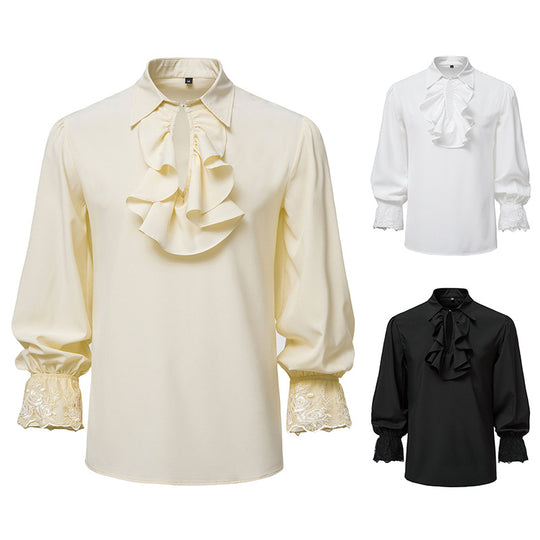 Damen Bluse mit Rüschendetails und Spitzenabschlüssen EB