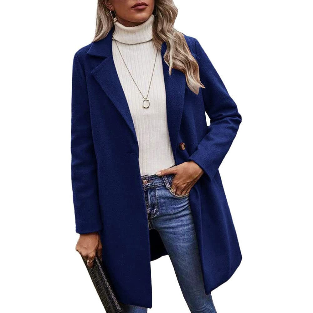 Damen modischer Wollmantel mit elegantem Revers EB