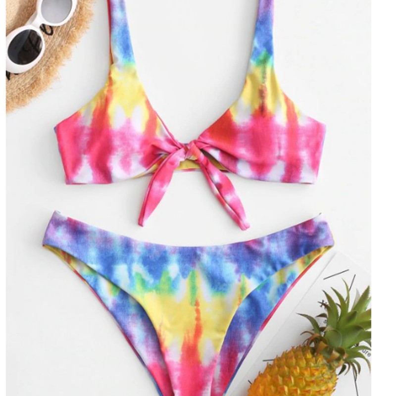 Damen Triangel-Bikini mit verspieltem Knoten-Design und hochwertigem Stoff EB