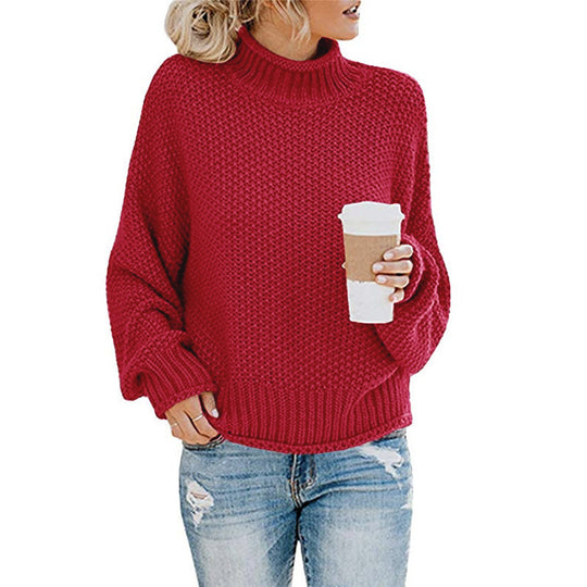 Damen nan grobstrick Rollkragenpullover mit Oversize-Schnitt und Blockstreifen-Optik EB