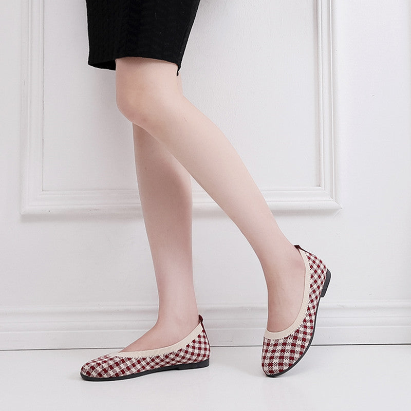 Damen Modische Ballerinas mit atmungsaktivem Strickoberteil EB