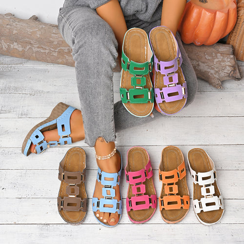 Damen Wedge-Sandalen mit modischen Verzierungen und komfortablem Fußbett EB