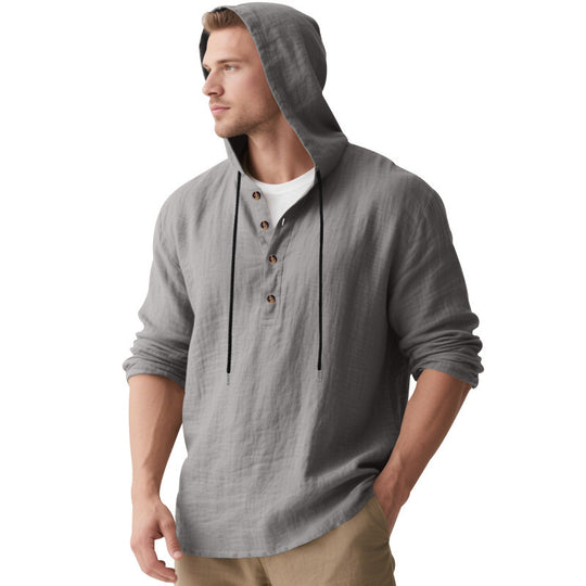 Herren Kapuzenshirt mit Knopfleiste und lässigem Schnitt EB