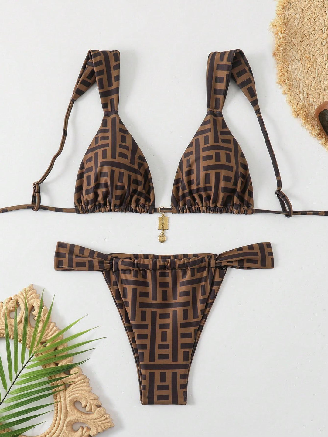 Damen Triangel-Bikini mit verspieltem Mustermix EB