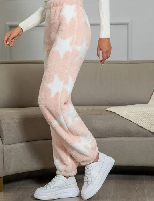 Damen kuschelige Fleece-Hose mit Leopardenmuster EB