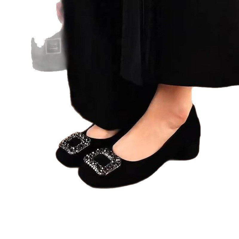 Damen elegante Ballerinas mit funkelndem Schließe-Detail EB