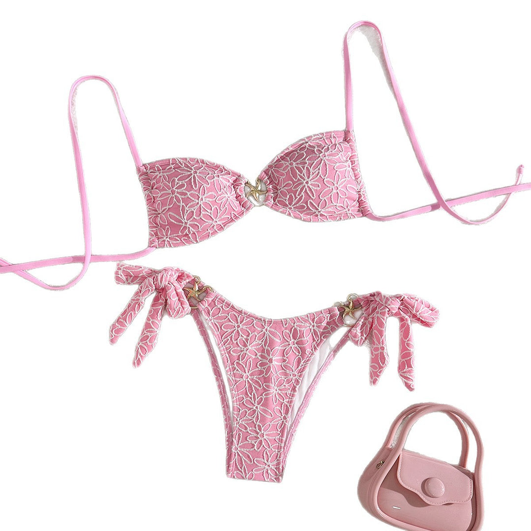 Damen Push-Up Bikini mit verspielten Blütenakzenten EB