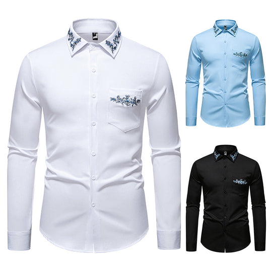 Herren Elegantes Hemd mit floralem Design und dezentem Stehkragen EB