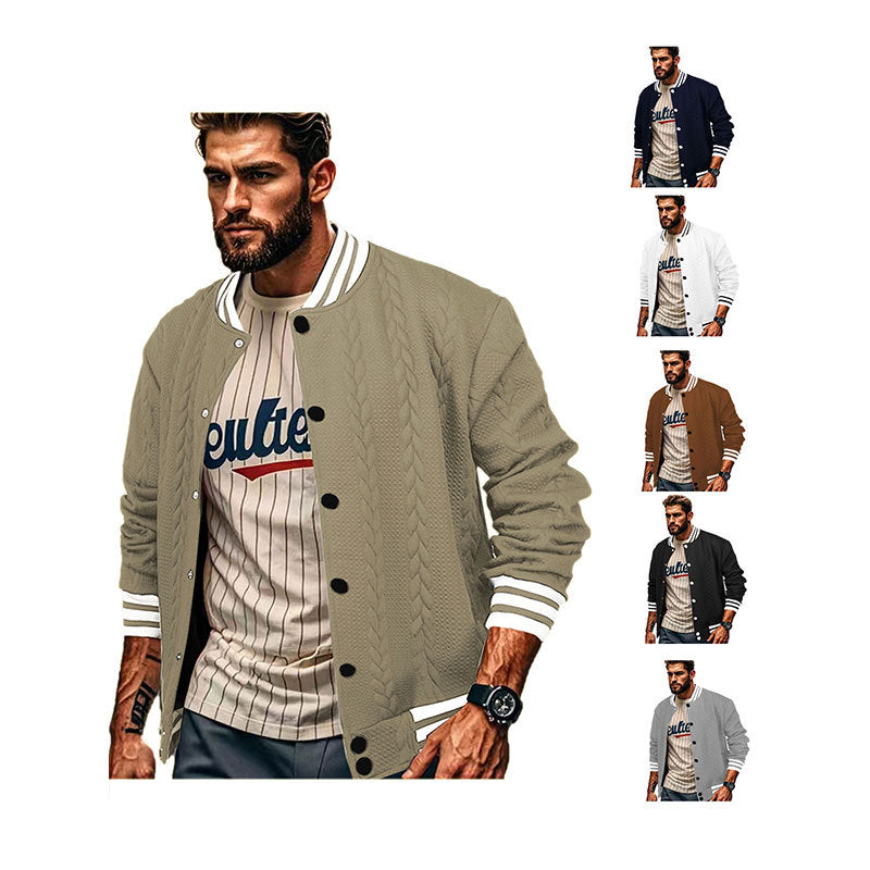 Herren Sportswear-Bomberjacke mit strukturiertem Design und Kontraststreifen EB
