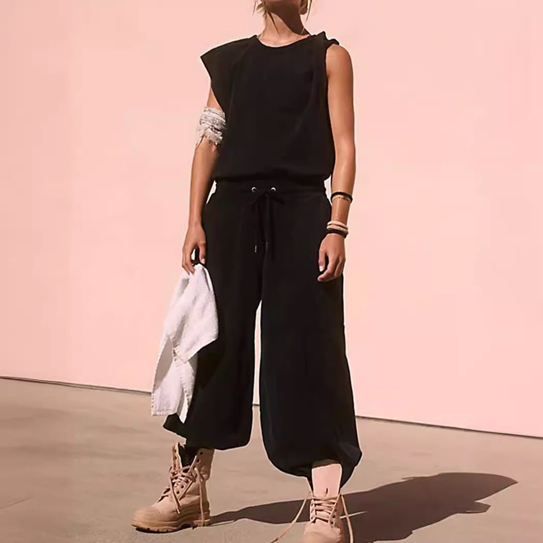 Damen lässiger Sweatanzug mit weiter Silhouette und elastischem Bund EB