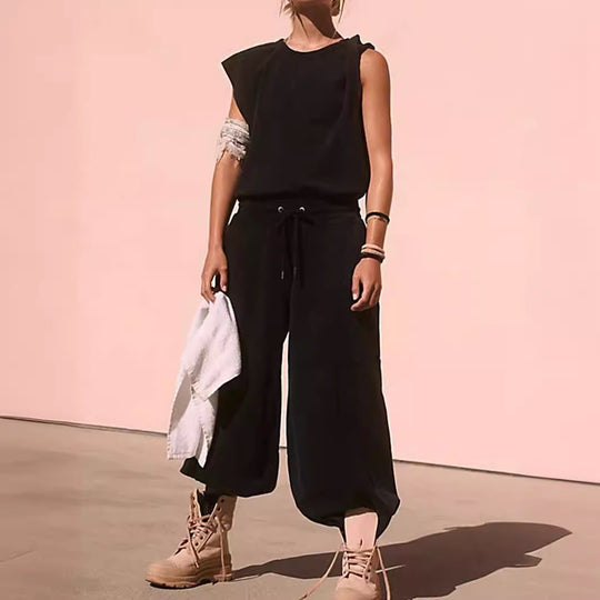 Damen lässiger Sweatanzug mit weiter Silhouette und elastischem Bund EB
