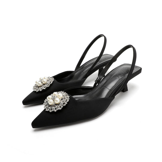 Damen Slingback-Pumps mit eleganter Perlenapplikation und modischem Absatz EB