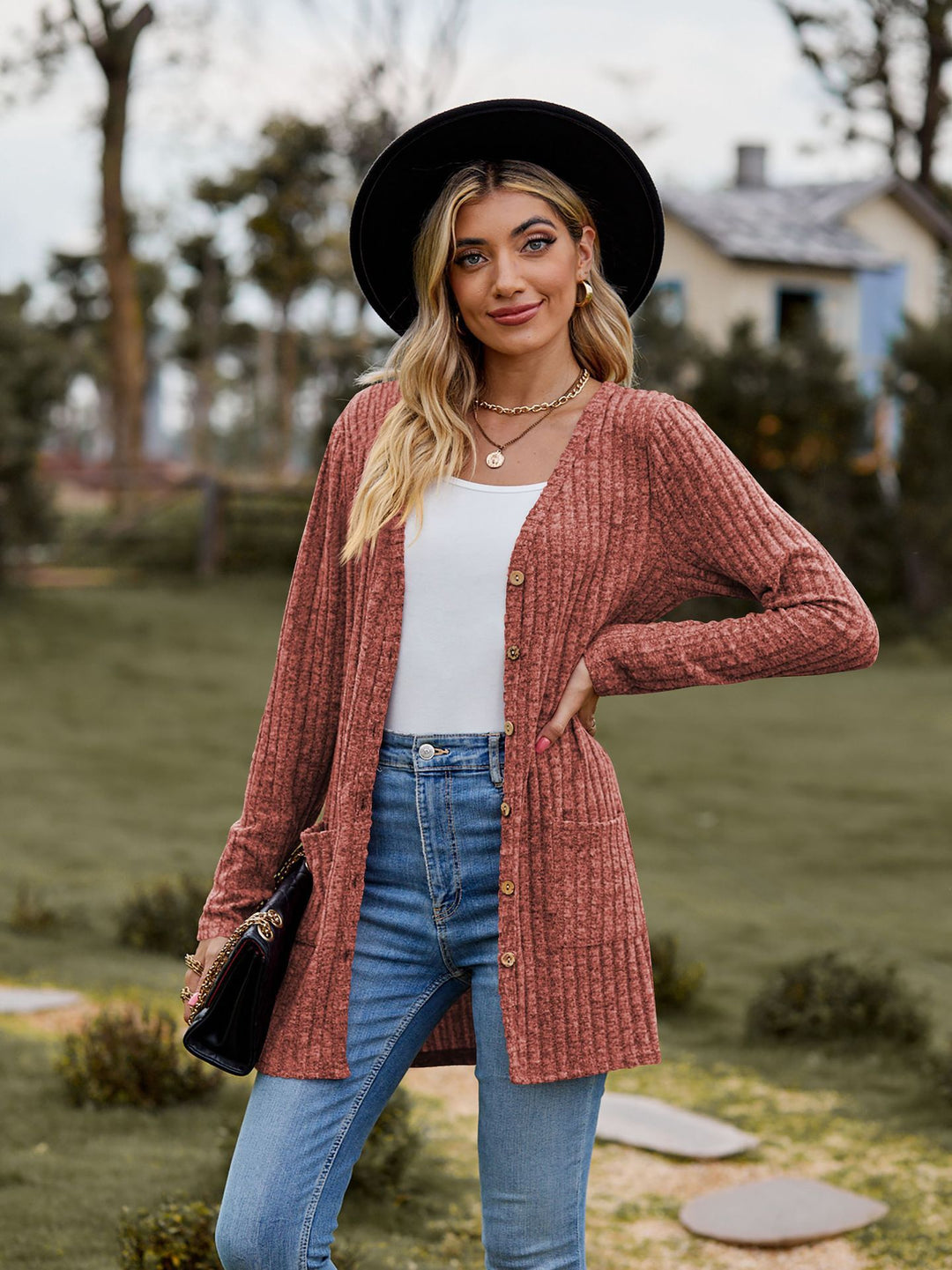Damen Strickjacke mit strukturiertem Muster und praktischen Taschen EB 1753970709