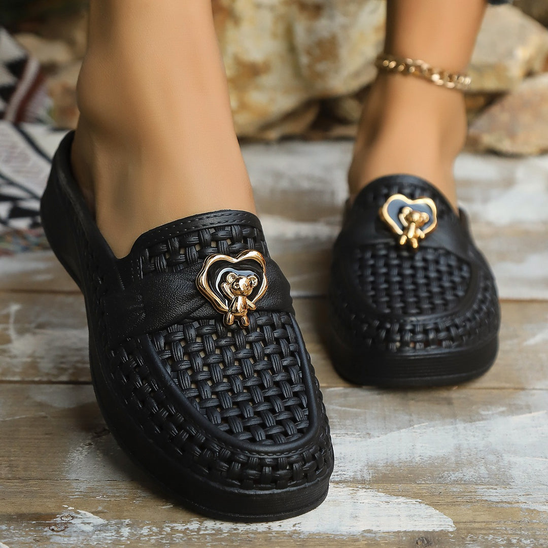 Damen Bequeme Slip-On Clogs mit dekorativem Einarbeitung EB