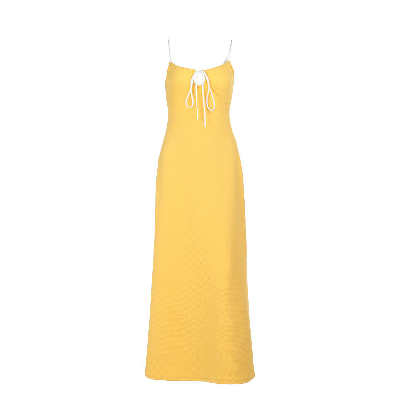 Damen Maxikleid mit feinem Rippmuster und verstellbaren Trägern EB