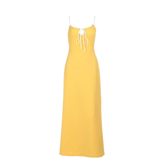 Damen Maxikleid mit feinem Rippmuster und verstellbaren Trägern EB