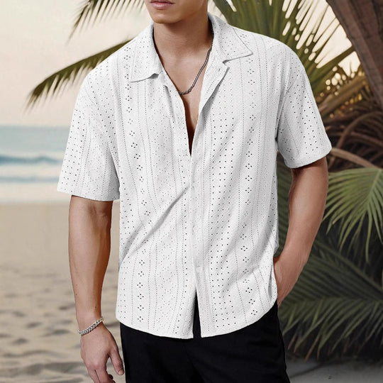 Herren Kurzarmhemd mit strukturiertem Design und atmungsaktivem Material EB