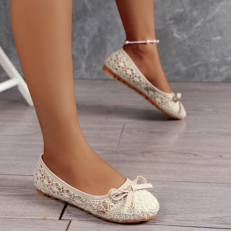 Damen Ballerinas mit filigranem Spitzen-Design und zarter Schleifen-Applikation EB