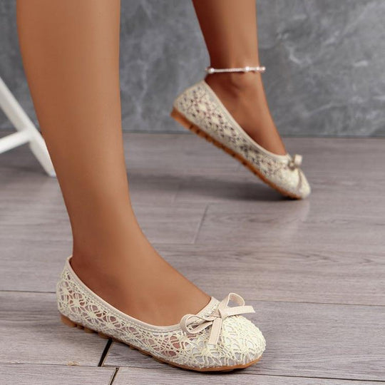Damen Ballerinas mit filigranem Spitzen-Design und zarter Schleifen-Applikation EB