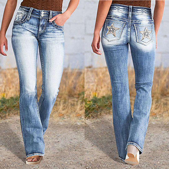 Damen Bootcut Jeans mit flexiblem Stretchmaterial und hohen Komfortbund EB