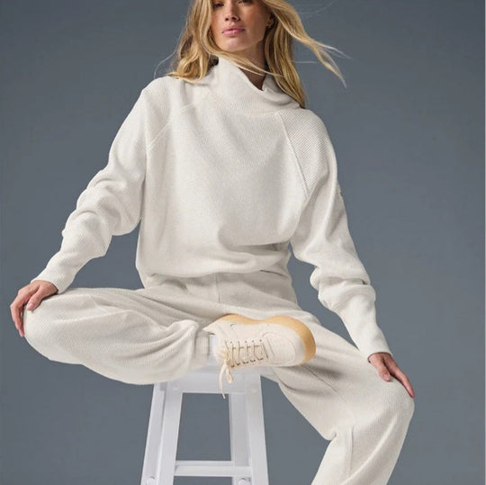 Damen Cozy Waffelstrick Sweater Set EB