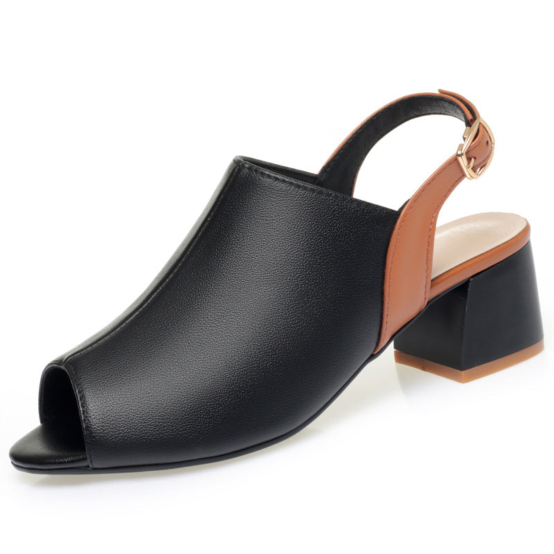 Damen Offene Sling-Pumps mit blockiertem Absatz und eleganter Schnallen-Applikation EB