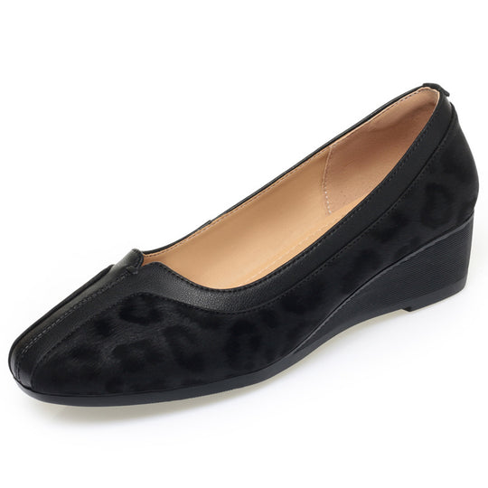 Damen Wedge-Pumps mit elegantem Leopardenmuster und komfortablem Fußbett EB