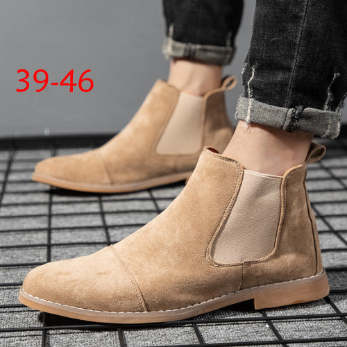 Damen Elegante Veloursleder Chelsea Boots mit elastischen Einsätzen EB