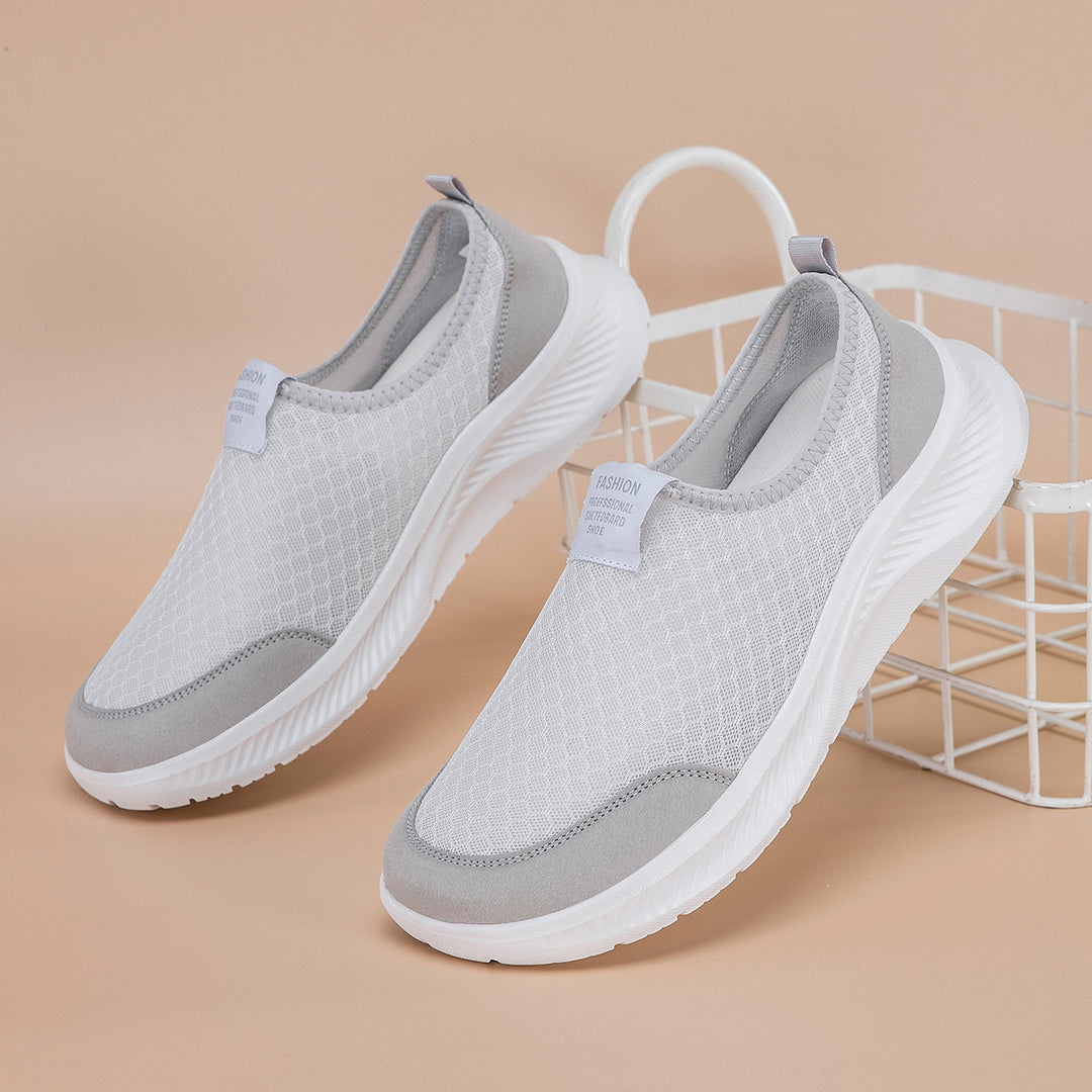 Damen Bequeme Slip-On Freizeitschuhe mit atmungsaktiver Netzstruktur EB