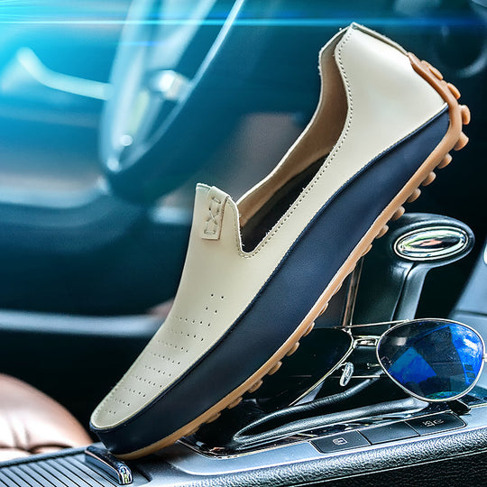 Damen eleganter Driving‑Mokassin mit weichem Lederlook, gepolstertem Komfortfußbett und profiliertem Noppenlaufsohle EB