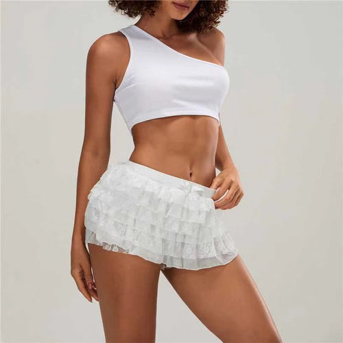 Damen Spitzen-Shorts mit voluminösen Rüschendetails EB