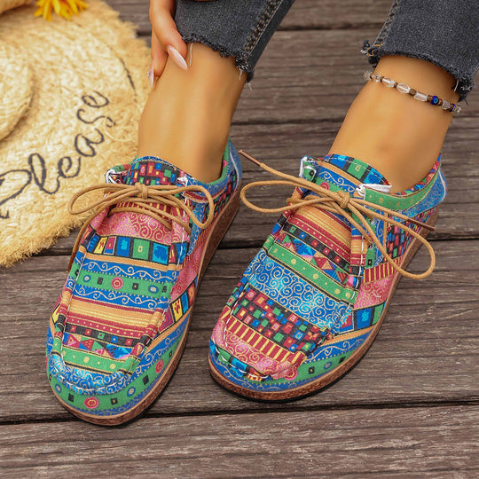 Damen modische und komfortable Sneaker mit buntem Design EB