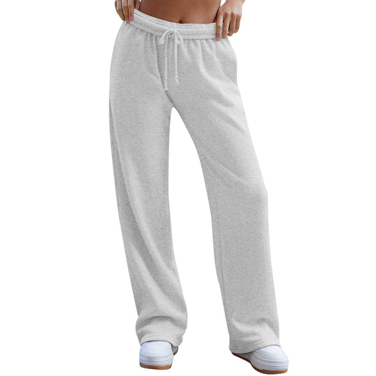 Damen nan weite Komfort-Loungehose mit hochgeschnittener Taille, elastischem Bund und Kordelzug EB