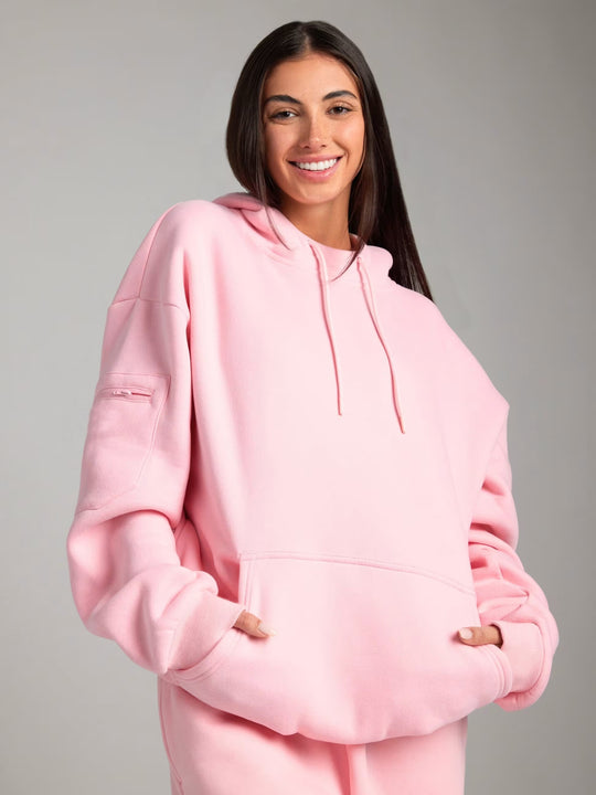 Damen nan Kapuzensweatshirt mit integrierter Schlafblende und weichem Fleece-Innenfutter EB