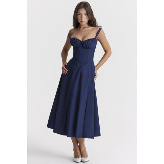 Damen Maxikleid mit floralem Design und elegantem Schlitz EB