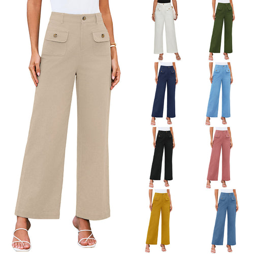 Damen Weit geschnittene Cargo-Hose mit praktischen Taschen und hohem Bund EB