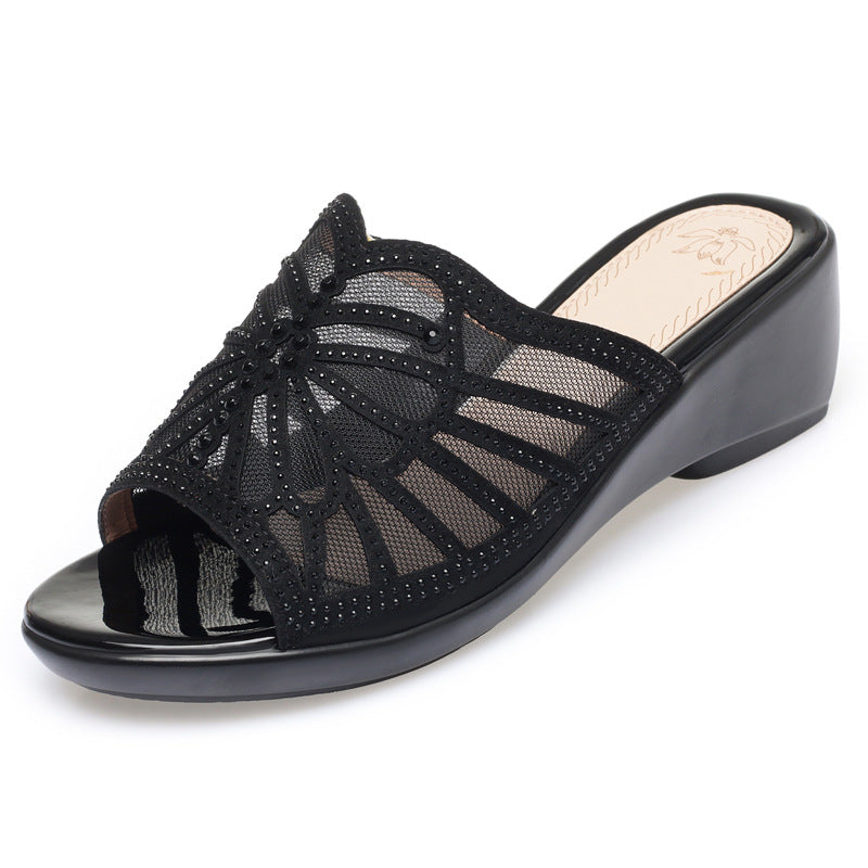 Damen Elegante Sandalen mit modischem Strassdesign und komfortablem Blockabsatz EB