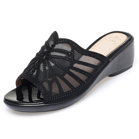 Damen Elegante Sandalen mit modischem Strassdesign und komfortablem Blockabsatz EB