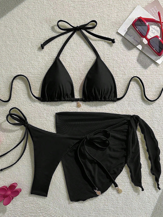 Damen Bikiniset mit modischem Wickelrock und raffinierten Bindebändern EB