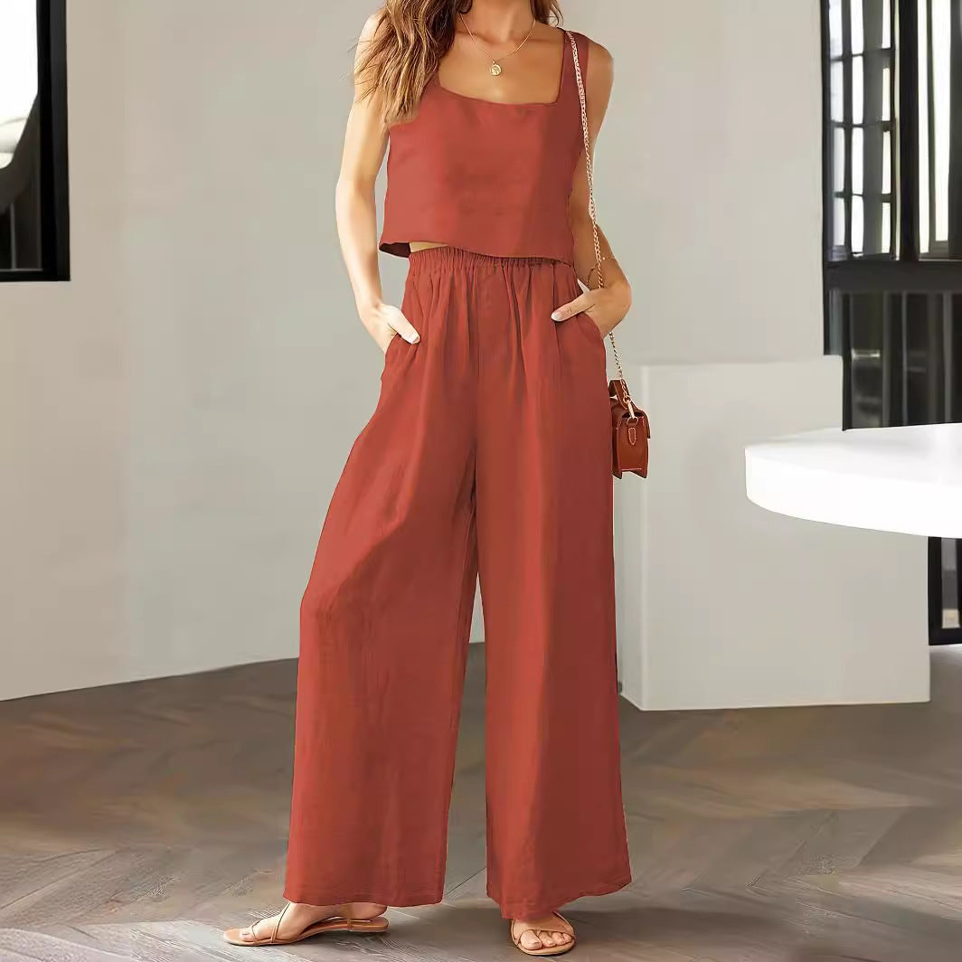 Damen Lässiger Jumpsuit mit weiten Beinen und praktischen Taschen EB