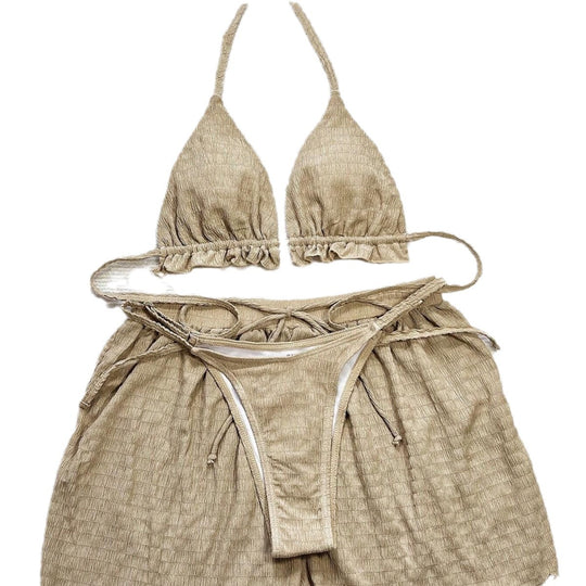 Damen Triangel-Bikini-Set mit lässigen Shorts EB