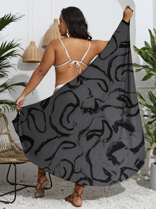 Damen eleganter Wickelsarong mit modernem Muster EB