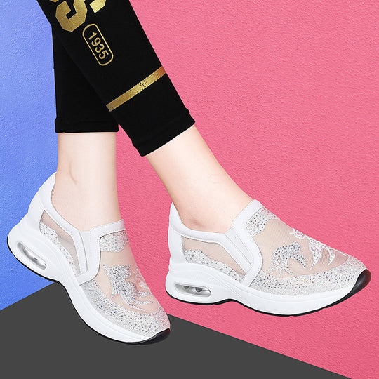 Damen Modische Mesh-Sneakers mit Glitzerakzenten EB