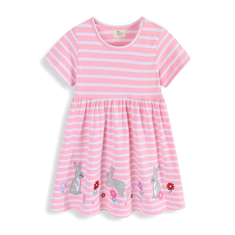 Mädchen Sommerkleid mit niedlichen Hasenapplikationen EB