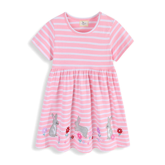 Mädchen Sommerkleid mit niedlichen Hasenapplikationen EB