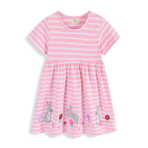 Mädchen Sommerkleid mit niedlichen Hasenapplikationen EB