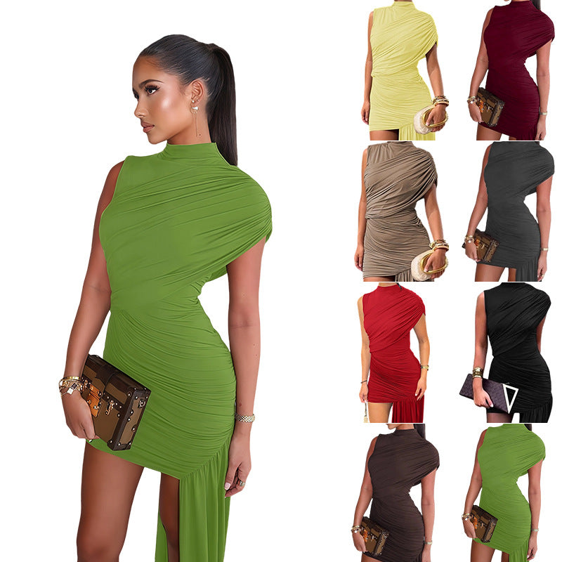 Damen Couture-Minikleid mit asymmetrischem Schnitt und Raffungen EB