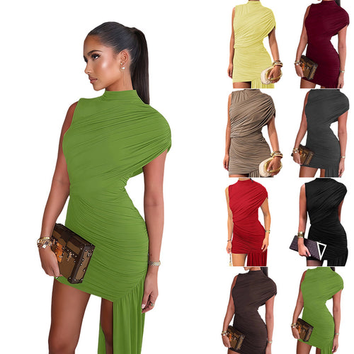Damen Couture-Minikleid mit asymmetrischem Schnitt und Raffungen EB