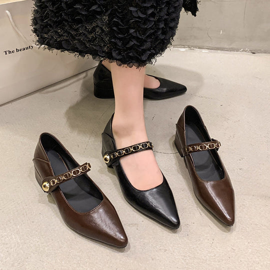 Damen elegante Ballerinas mit modischer Kette EB