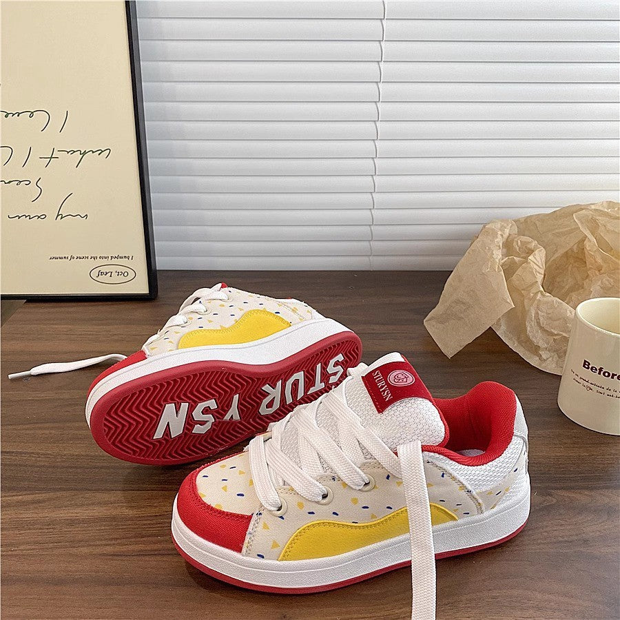 Damen Sportliche Sneakers mit buntem Karomuster und gepolsterter Innensohle EB